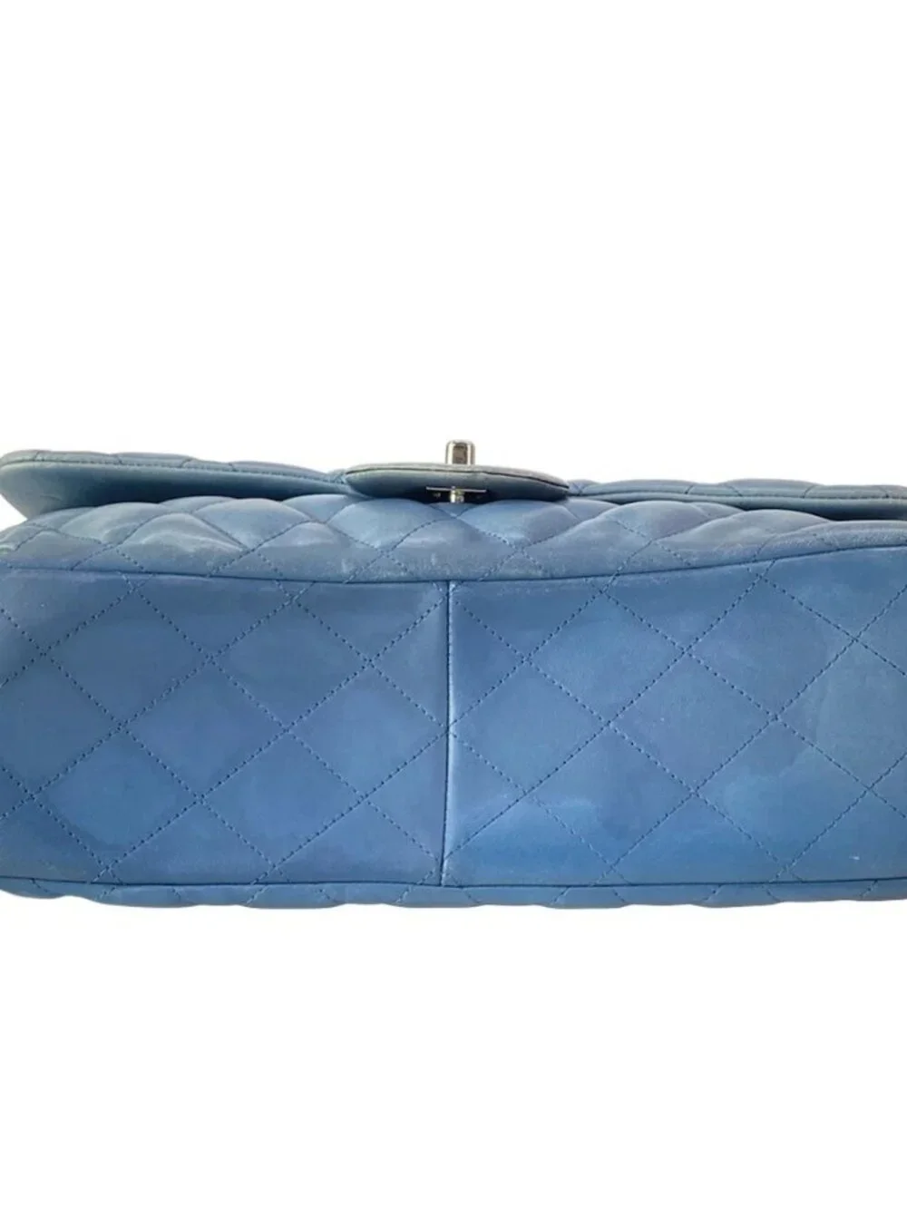 CHANEL Large Matelasse Blue Lambskin Shoulder Bag